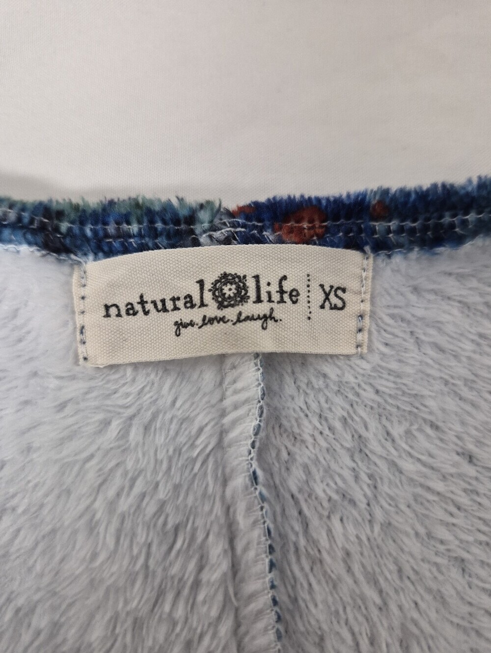 Natural Life Fuzzy Cozy Fleece Leaf Patchwork Onesie Jumpsuit sz XS - Picture 2 of 7